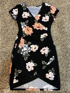 Almost Famous Black Dress with Floral Print